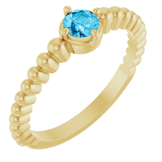 14K Yellow Gold Aquamarine Graduated Bead Ring