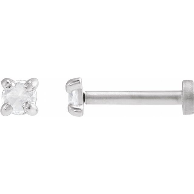 14K White Gold .04 CT Rose-Cut Natural Diamond Stud Earrings